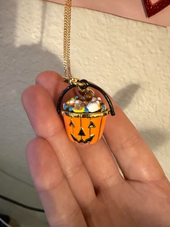 Neiman Marcus Jewelry - Neiman Marcus 14k Gold Plated Halloween Pumpkin Bucket Necklace